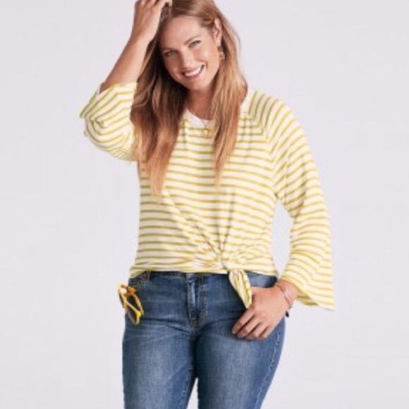 CAbi #5929 Yellow White Striped Standard Sweatshirt Size Small - Picture 1 of 5